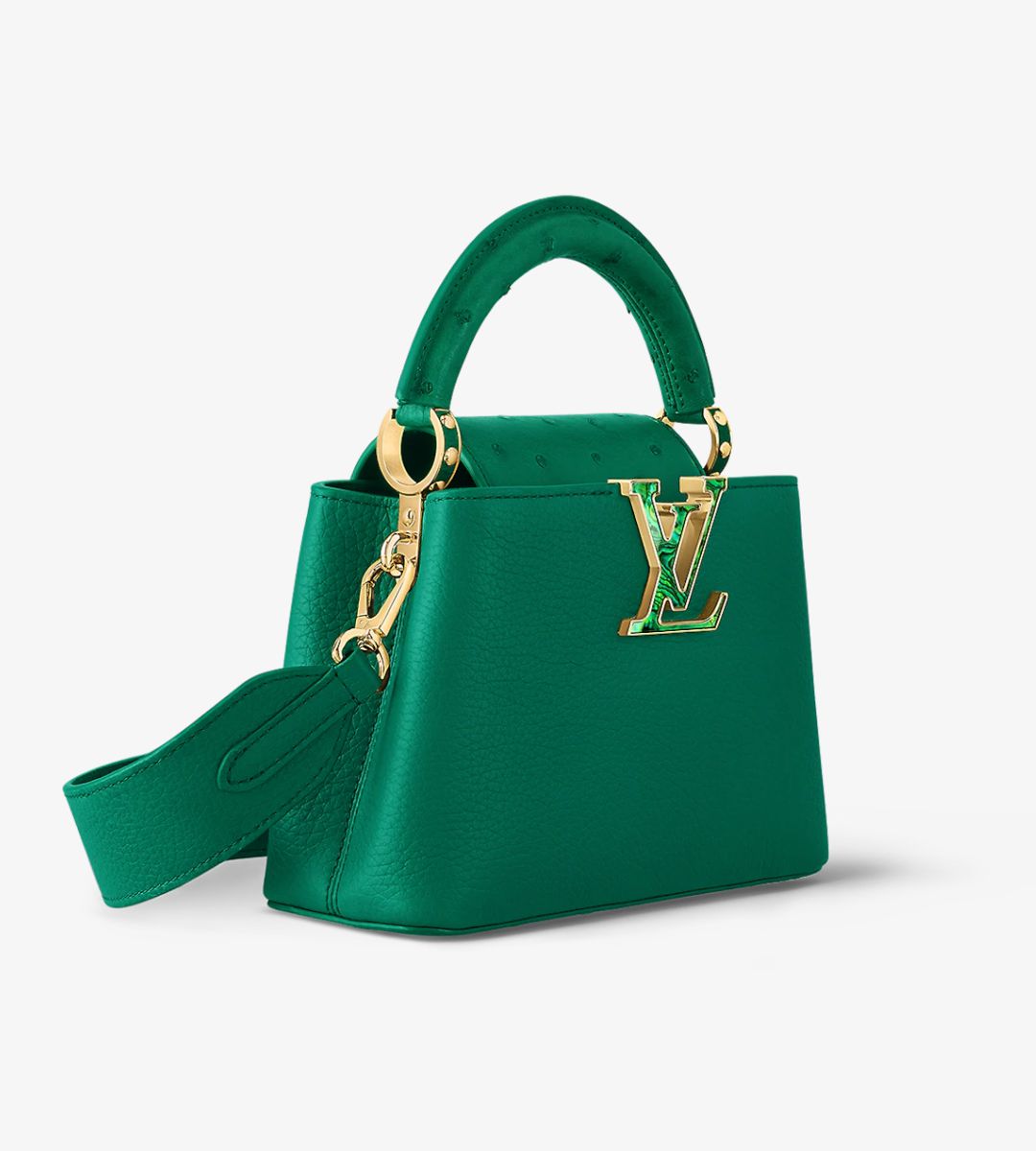 Louis Vuitton Emerald Green Taurillon Capucines BB Gold Hardware