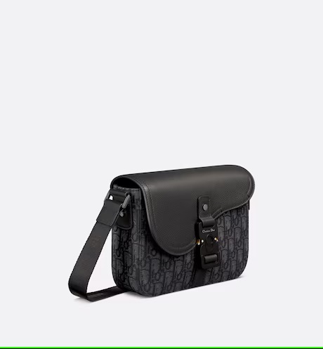 Saddle Bag with Strap Black Grained Calfskin