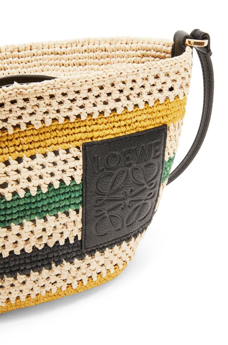 LOEWE 2023 SS Pochette in striped raffia and calfskin (A689W10X05)