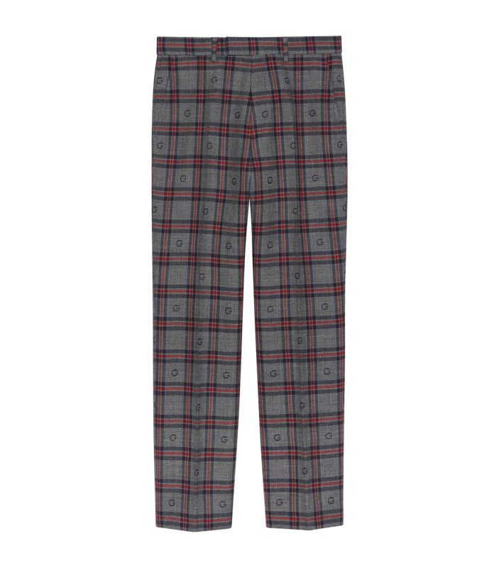 Gucci Wool G Check Straight Trousers