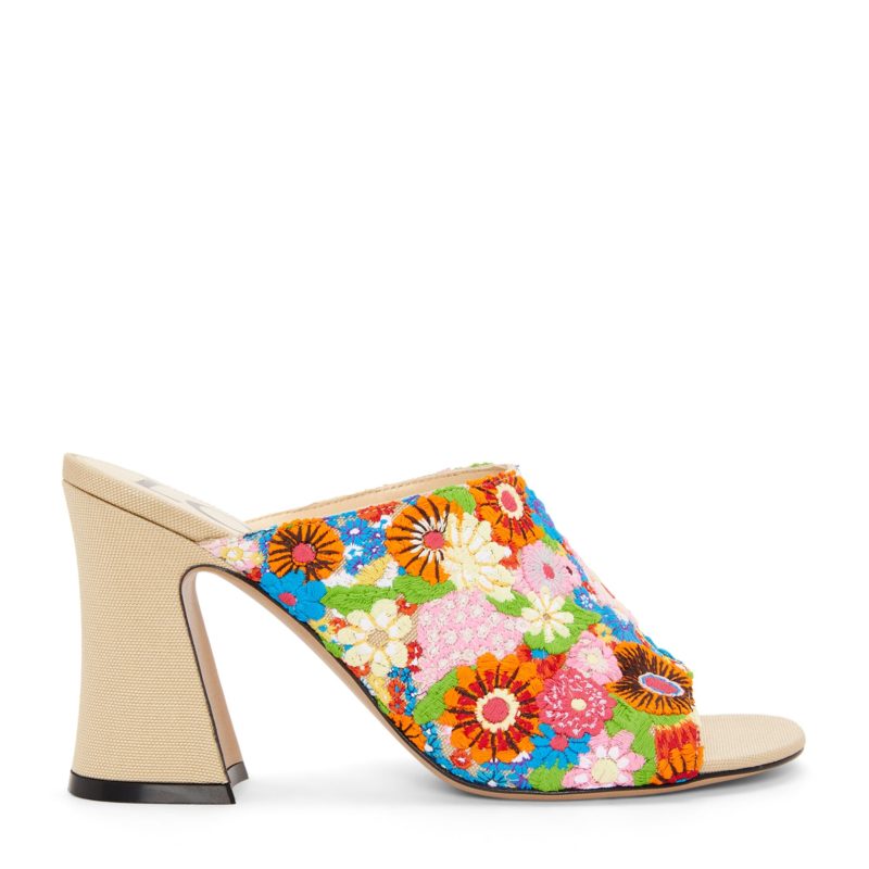 LOEWE x Paula's Ibiza Floral-Embroidered Calle Heeled Mules 85