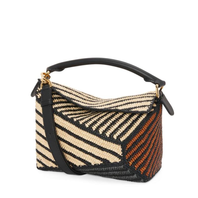 LOEWE x Paula's Ibiza Small Striped Puzzle Edge Top-Handle Bag